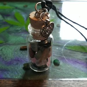 Gemstone glass bottle pendant heart